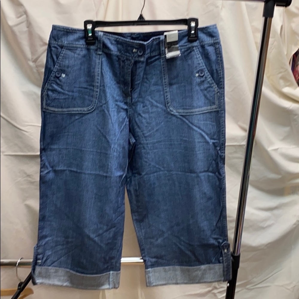 NWT denim wide leg New York & Co capri 14